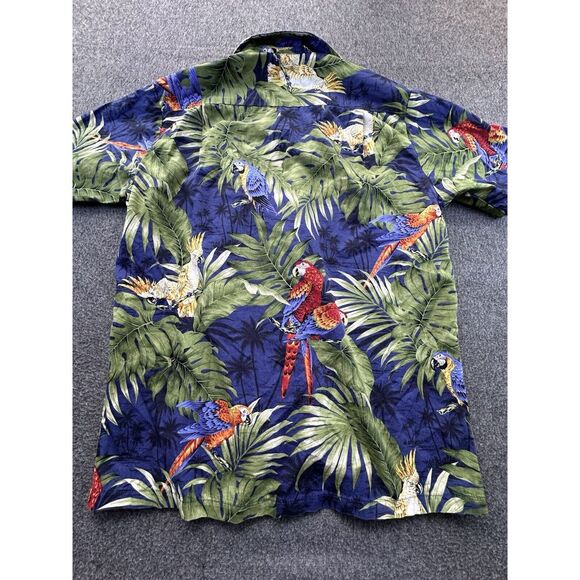 RJC Shirt Men's Small Blue Parrots Cockatoos Floral Hawaiian Button Up VTG USA - Picture 9 of 11